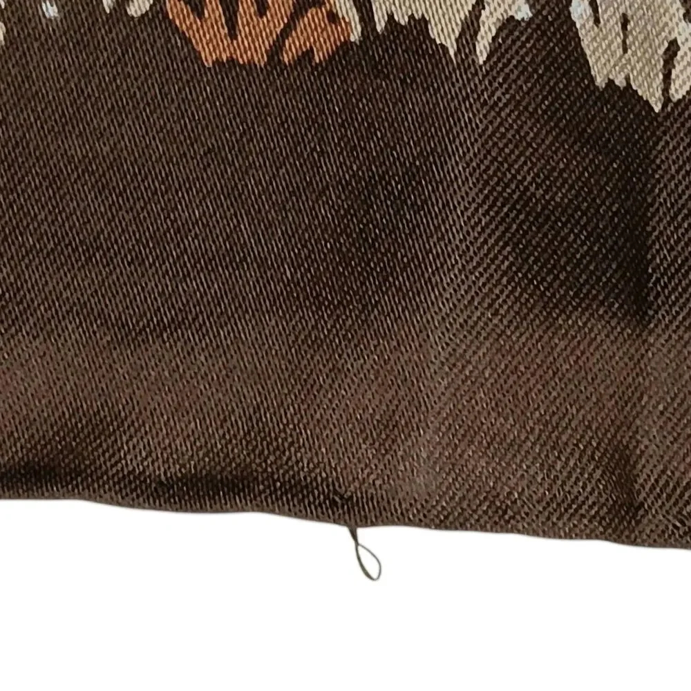 VTG Mr Emperor Square Scarf Brown Rust Tan Floral Botanical Abstract Italy 26x26 - Picture 11 of 13